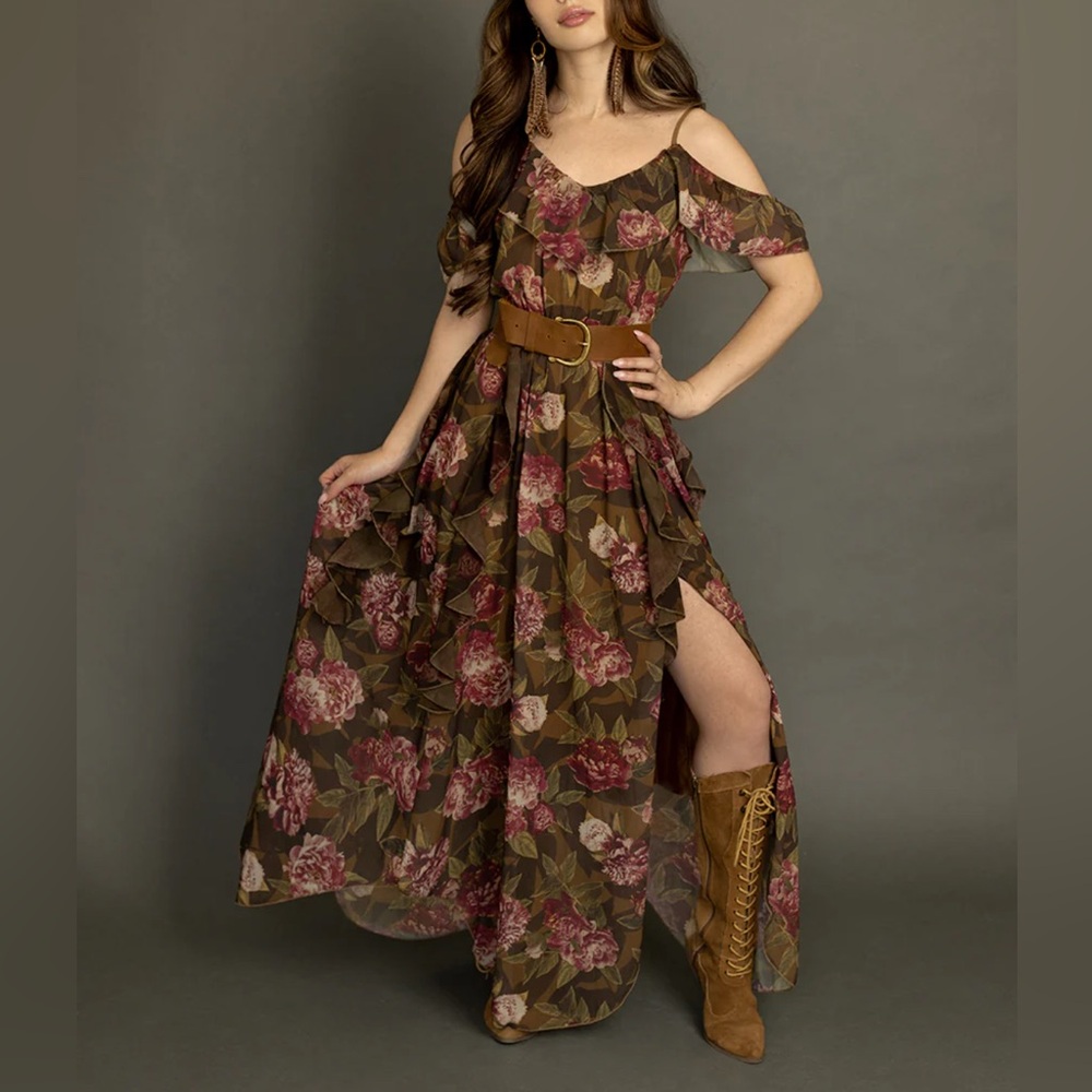 Joyfolie Faydon Dress in Bistre Floral